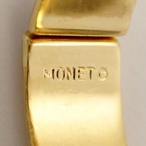 Monet Gold Plated Shiny Hoop Hinge Earrings circa 1980s